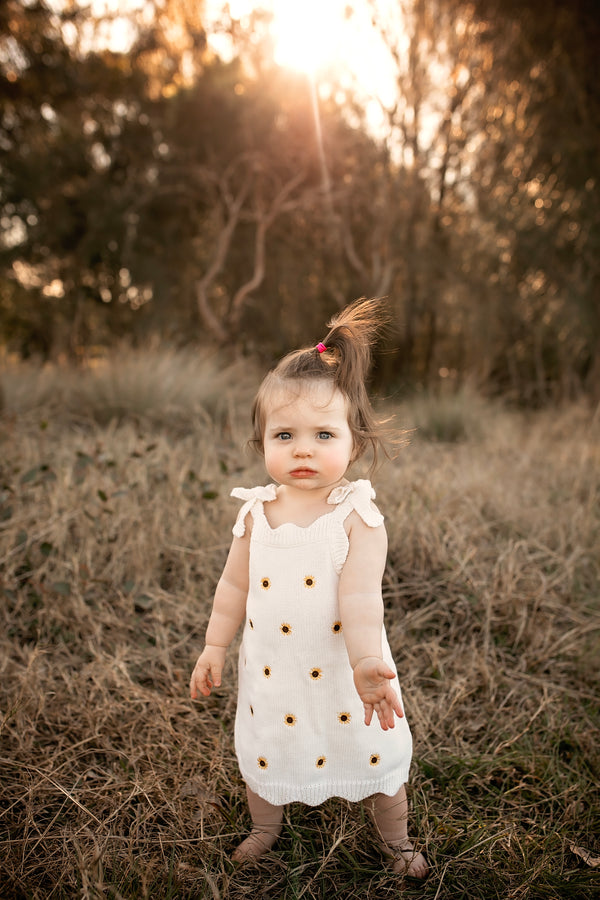 Sunflower Dress | Cotton Embroidered