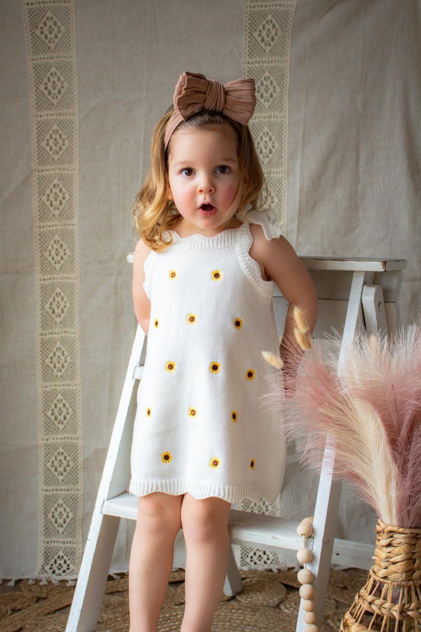 Sunflower Dress | Cotton Embroidered