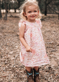 Ava Kids Dress & Hairclip|Cotton/Linen
