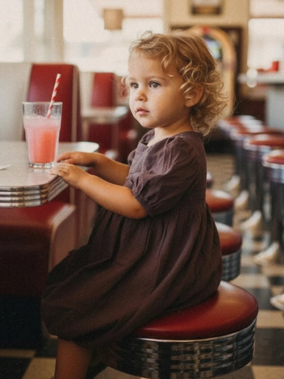 Bubble Chocolate Kids Dress + Hairclip | Bamboo Cotton