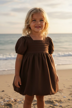 Bubble Chocolate Kids Dress | Linen (Preorder)