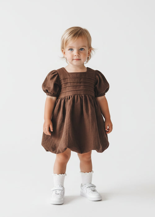 Bubble Chocolate Kids Dress & Hairclip | Bamboo Cotton