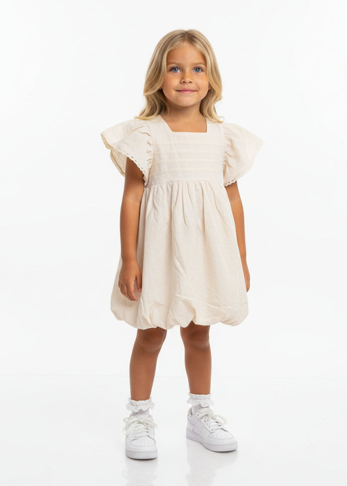 Bubble Vanilla Kids Dress & Hairclip | Linen