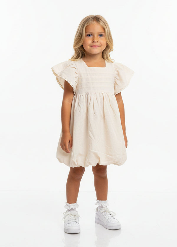 Bubble Vanilla Kids Dress & Hairclip | Linen