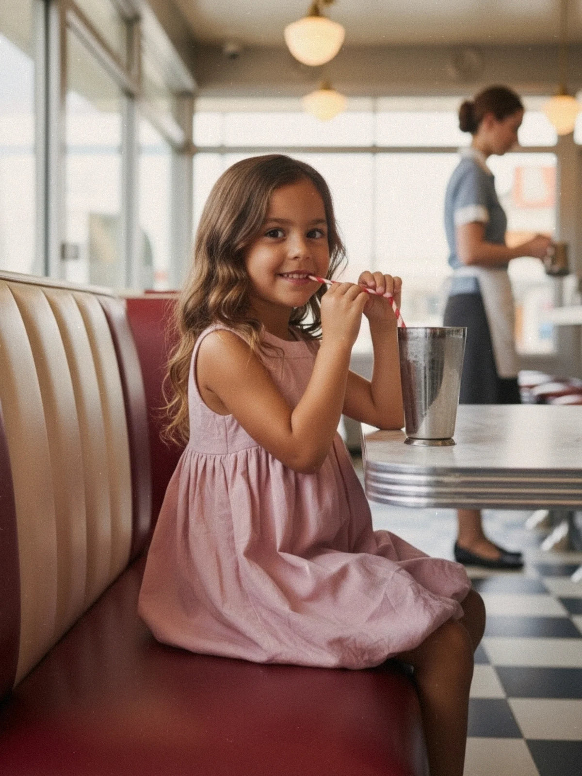 Bubble Strawberry Kids Dress + Hairclip | Bamboo Cotton