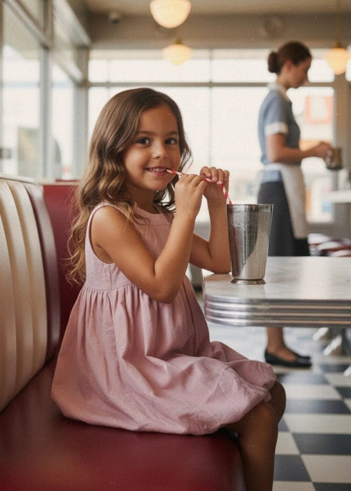Bubble Strawberry Kids Dress & Hairclip | Bamboo Cotton