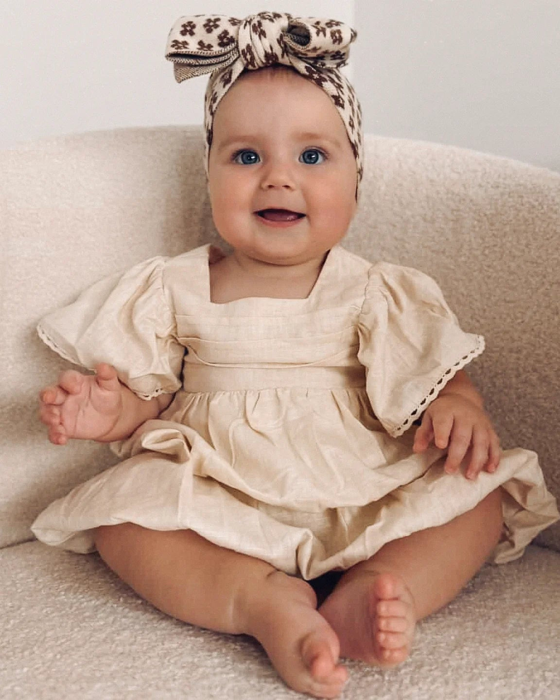 Bubble Vanilla Kids Dress & Hairclip | Linen