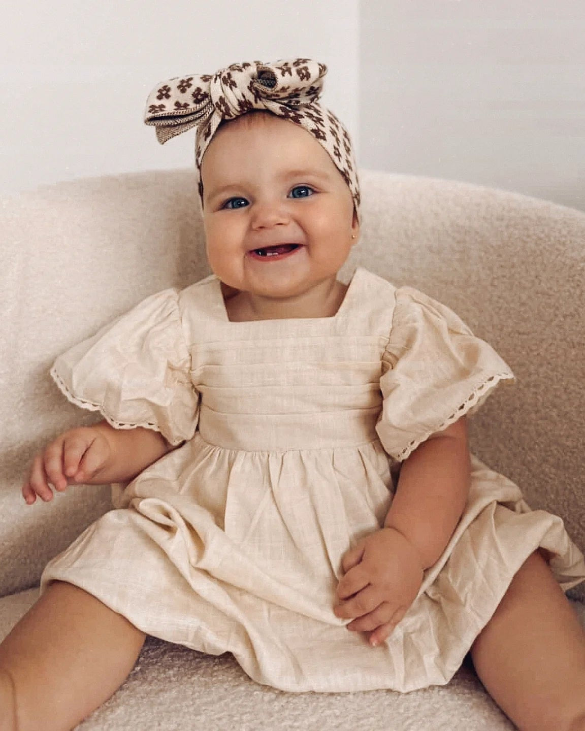 Bubble Vanilla Kids Dress & Hairclip | Linen