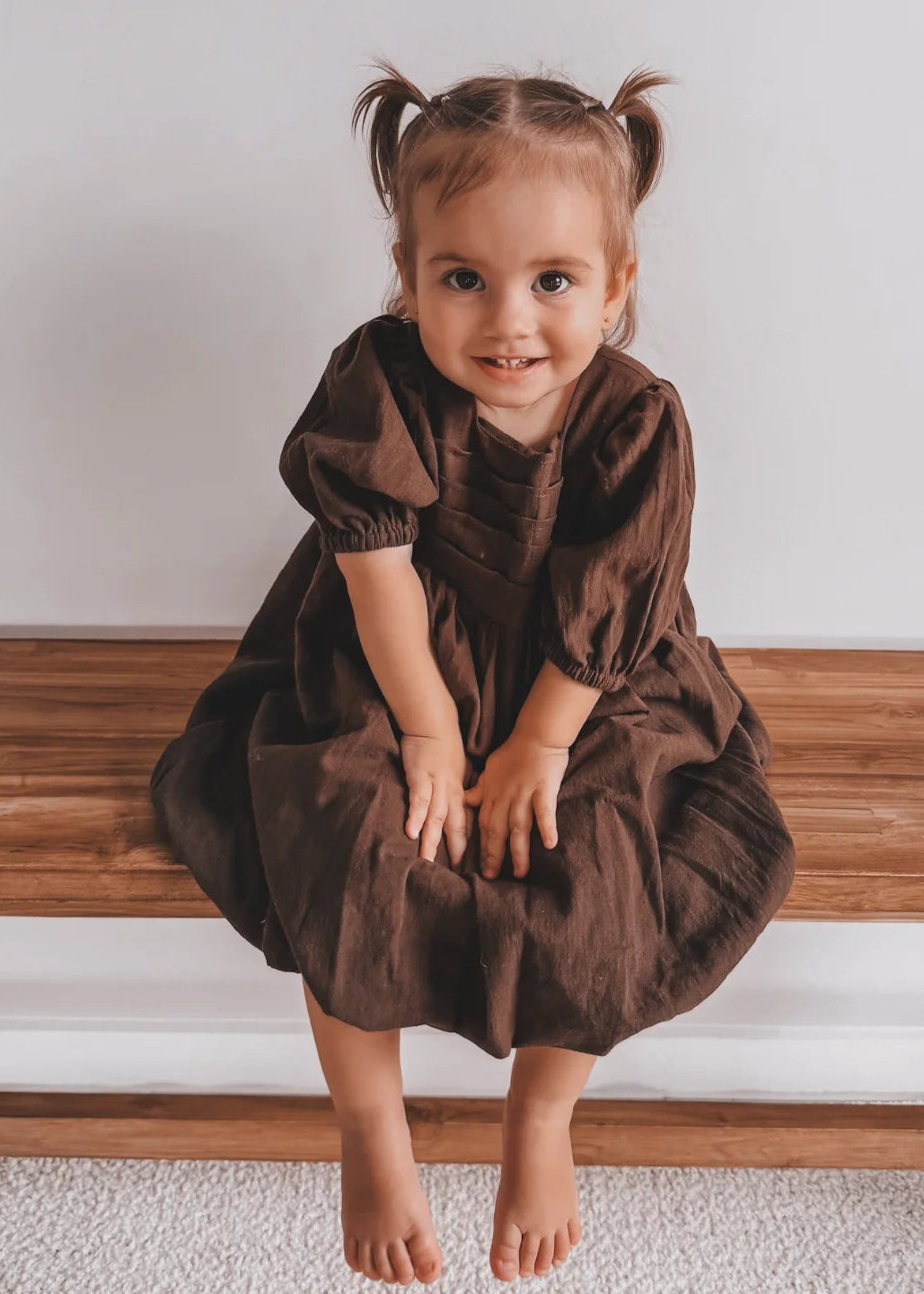 Bubble Chocolate Kids Dress & Hairclip | Bamboo Cotton