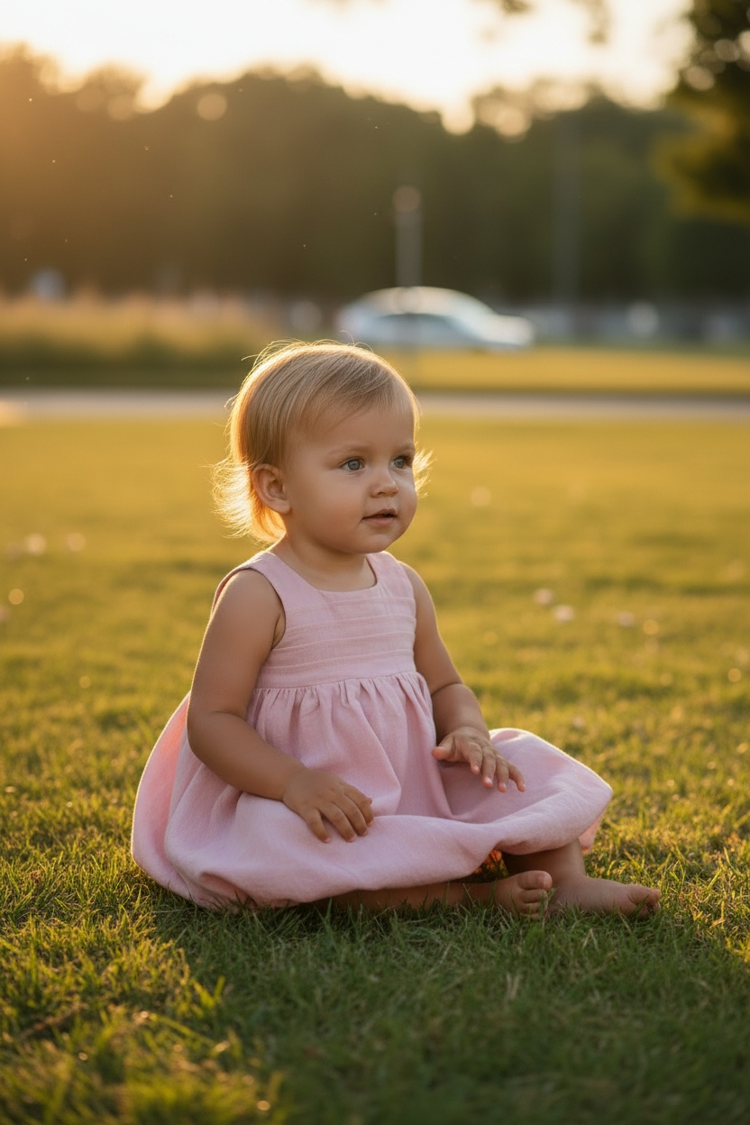 Bubble Strawberry Kids Dress + Hairclip | Bamboo Cotton