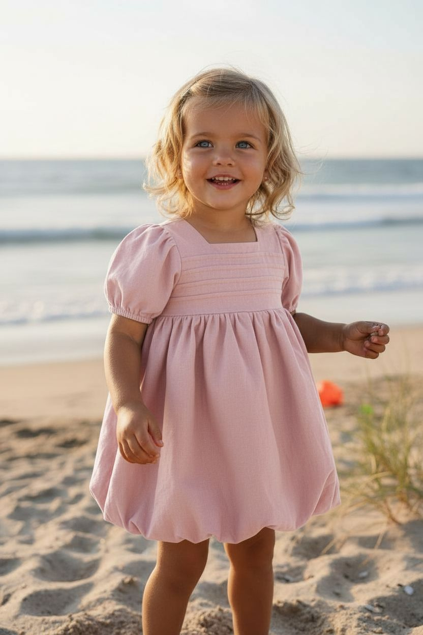Bubble Strawberry Kids Dress | Linen (Preorder)